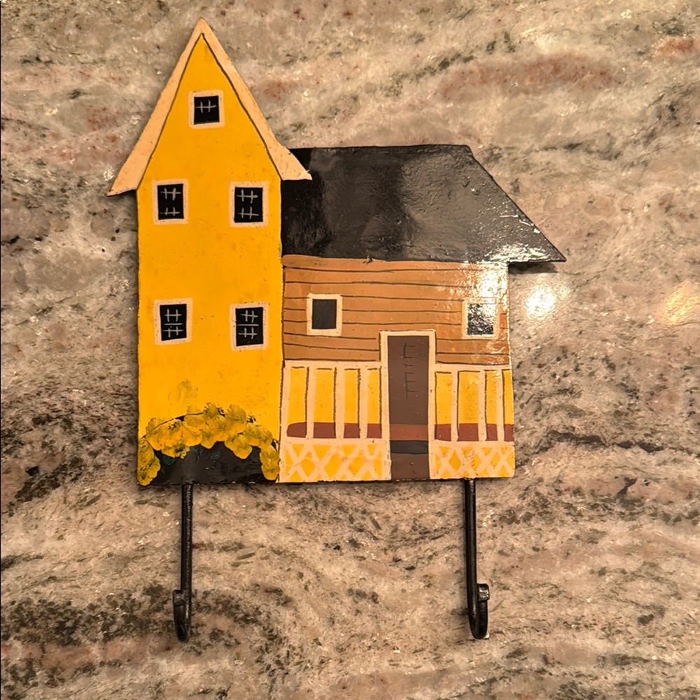Charming Yellow and Brown House Wall Hook